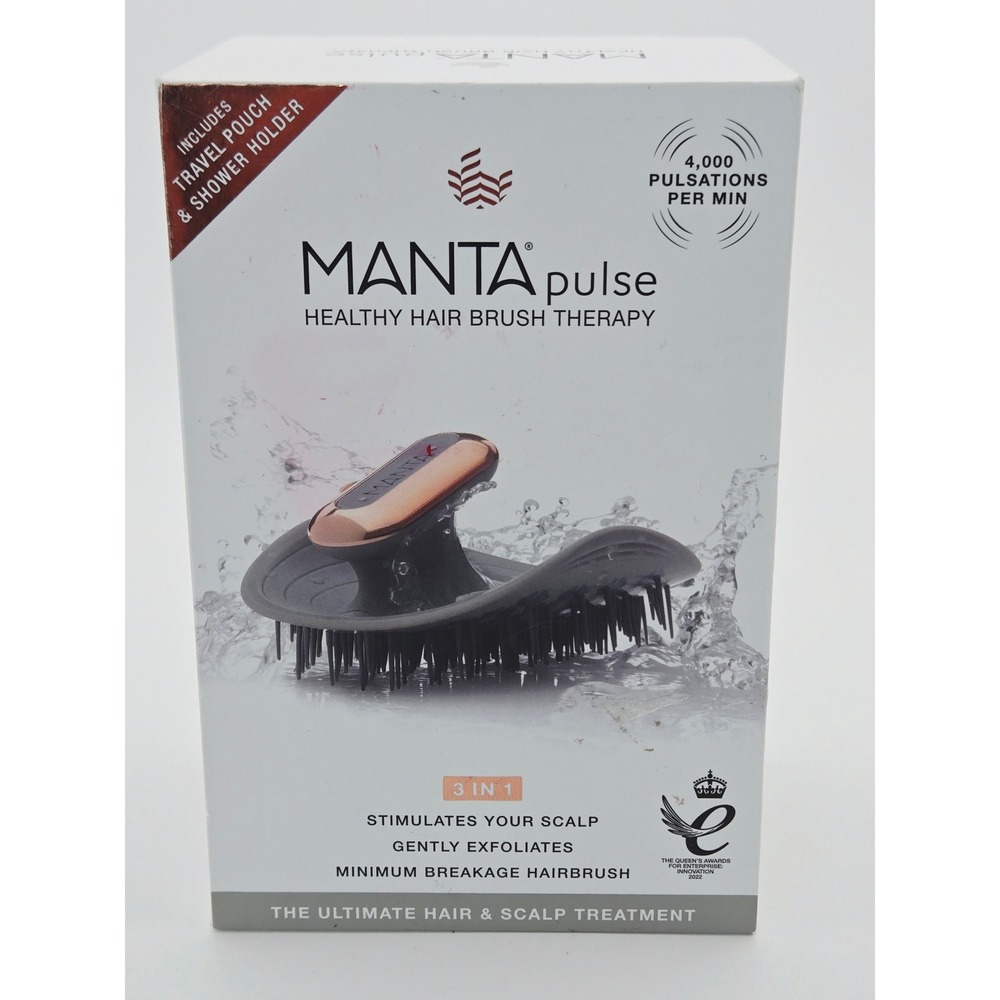 MANTA Pulse Healthy Hair Brush Therapy 3-in-1 Vibrating Scalp Massager New